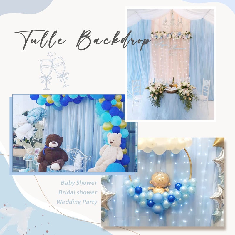 SoarDream Wedding Tulle Backdrop Curtains 5ftx7ft Baby Blue Stage Backdrop Fabric Dessert Table Background Photography Decorations - Image 3